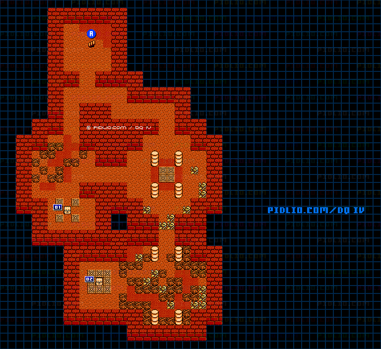 フレノール南の洞窟B2のマップ画像 ／ FC版ドラゴンクエストIV攻略 ─ pidlio.com