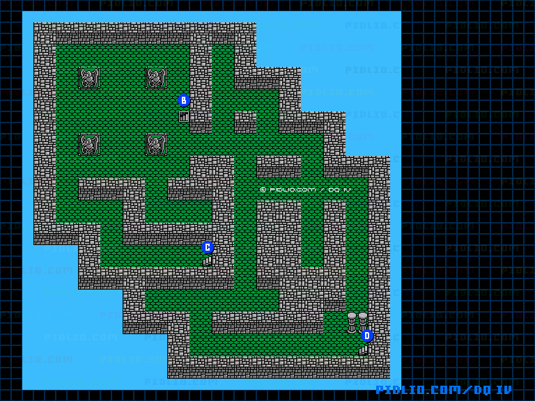 さえずりの塔2Fのマップ画像 ／ FC版ドラゴンクエストIV攻略 ─ pidlio.com