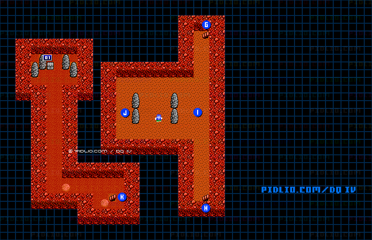 レイクナバ北の洞窟B5のマップ画像 ／ FC版ドラゴンクエストIV攻略 ─ pidlio.com