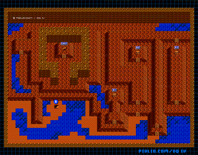 ガーデンブルグ南東の洞窟のマップ画像 ／ FC版ドラゴンクエストIV攻略 ─ pidlio.com