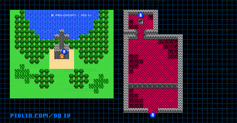 王家の墓1Fのマップ画像 ／ FC版ドラゴンクエストIV攻略 ─ pidlio.com