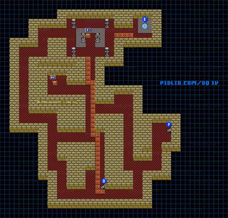 王家の墓B3のマップ画像 ／ FC版ドラゴンクエストIV攻略 ─ pidlio.com