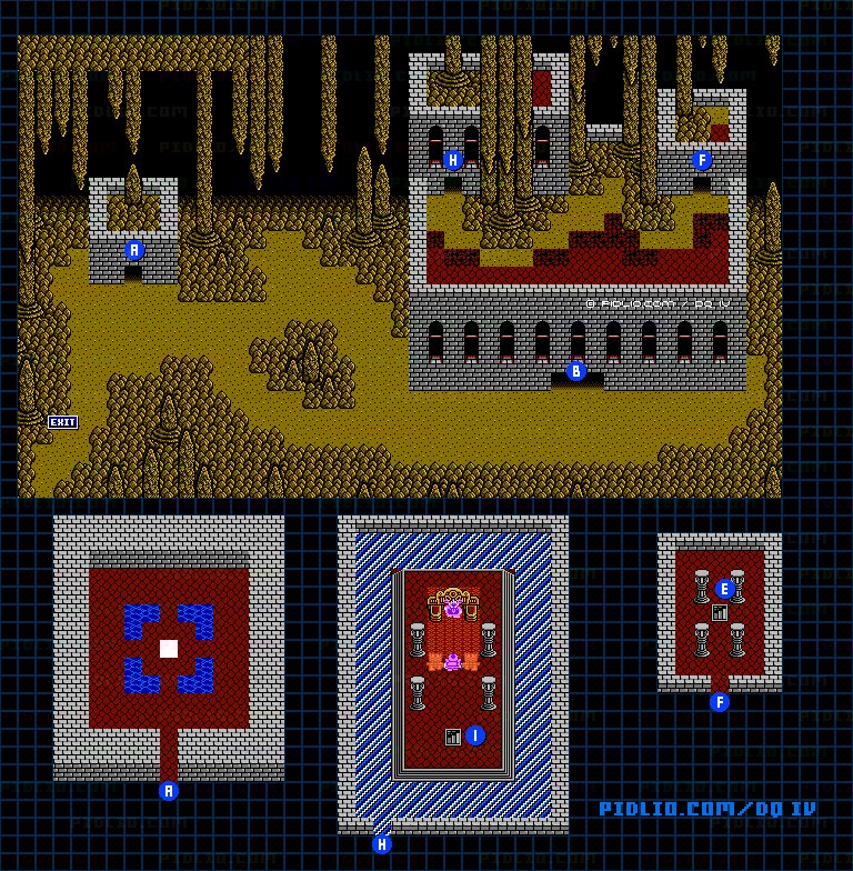 エスターク神殿・外観のマップ画像 ／ FC版ドラゴンクエストIV攻略 ─ pidlio.com