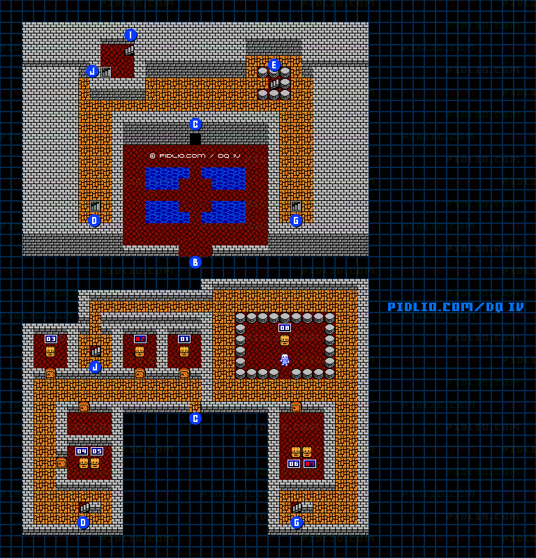 エスターク神殿・内部のマップ画像 ／ FC版ドラゴンクエストIV攻略 ─ pidlio.com