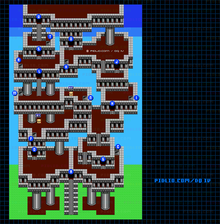 天空への塔・外観のマップ画像 ／ FC版ドラゴンクエストIV攻略 ─ pidlio.com