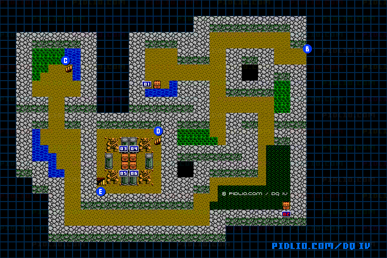 闇の洞窟B3のマップ画像 ／ FC版ドラゴンクエストIV攻略 ─ pidlio.com