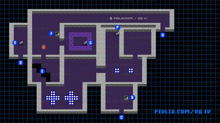 デスキャッスル・内部2Fのマップ画像 ／ FC版ドラゴンクエストIV攻略 ─ pidlio.com
