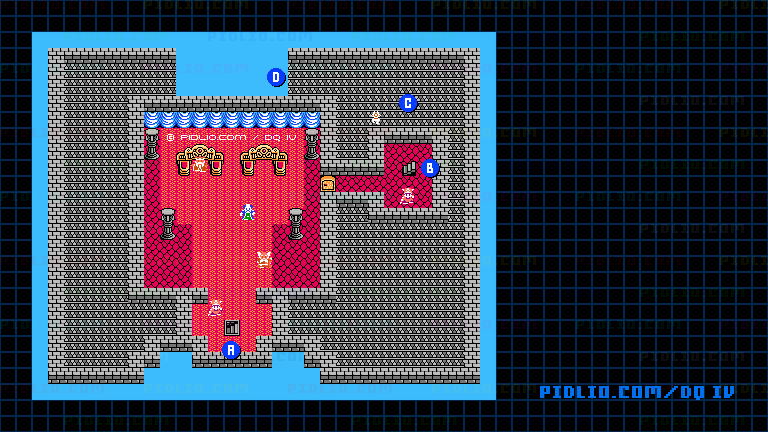 サントハイム城2Fのマップ画像 ／ FC版ドラゴンクエストIV攻略 ─ pidlio.com