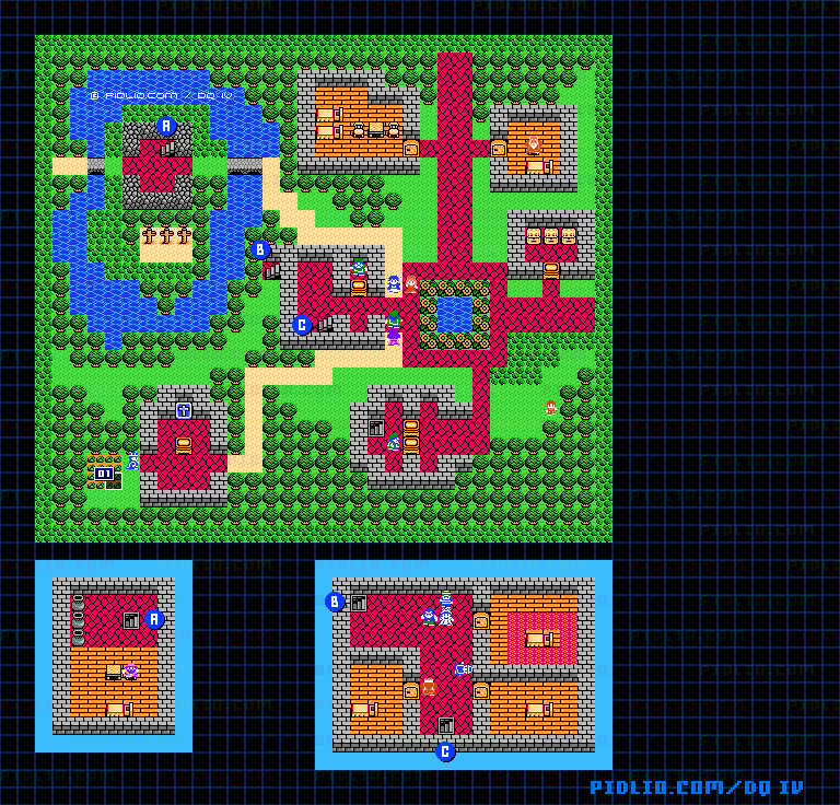 フレノールの町のマップ画像 ／ FC版ドラゴンクエストIV攻略 ─ pidlio.com