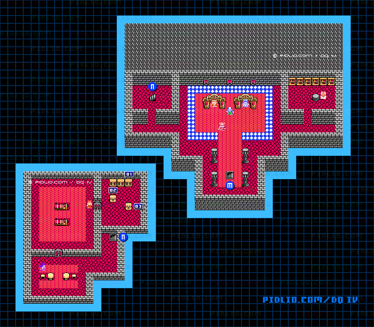 エンドール城・王の間のマップ画像 ／ FC版ドラゴンクエストIV攻略 ─ pidlio.com