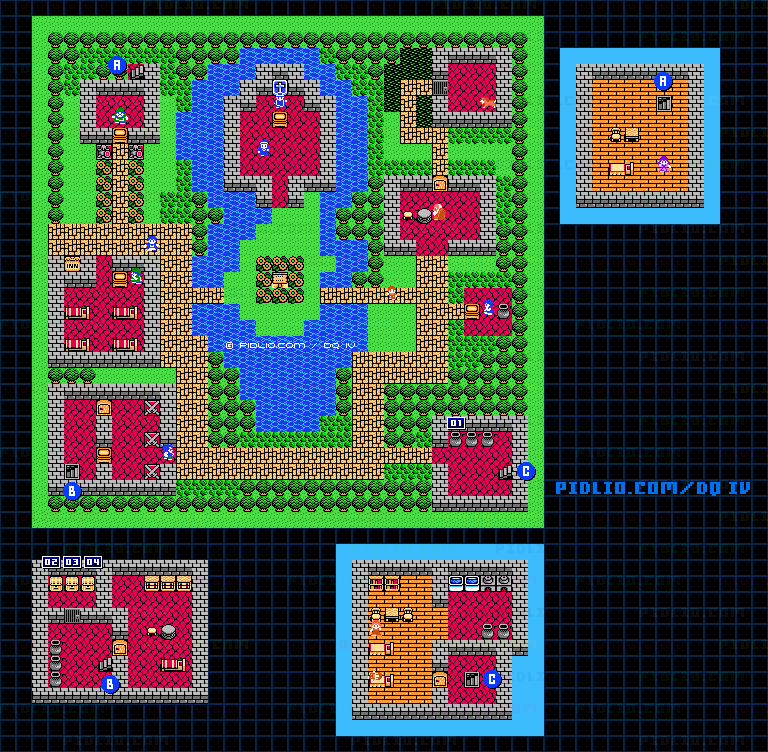 レイクナバの町のマップ画像 ／ FC版ドラゴンクエストIV攻略 ─ pidlio.com