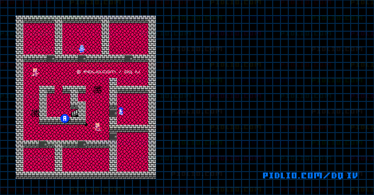 ボンモール城B1・地下牢のマップ画像 ／ FC版ドラゴンクエストIV攻略 ─ pidlio.com