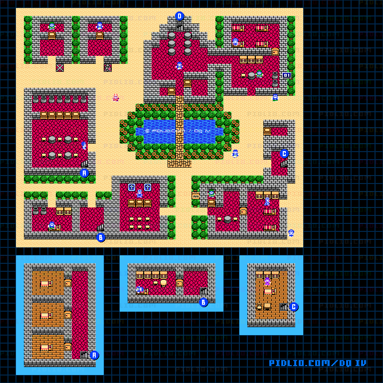 モンバーバラの町のマップ画像 ／ FC版ドラゴンクエストIV攻略 ─ pidlio.com