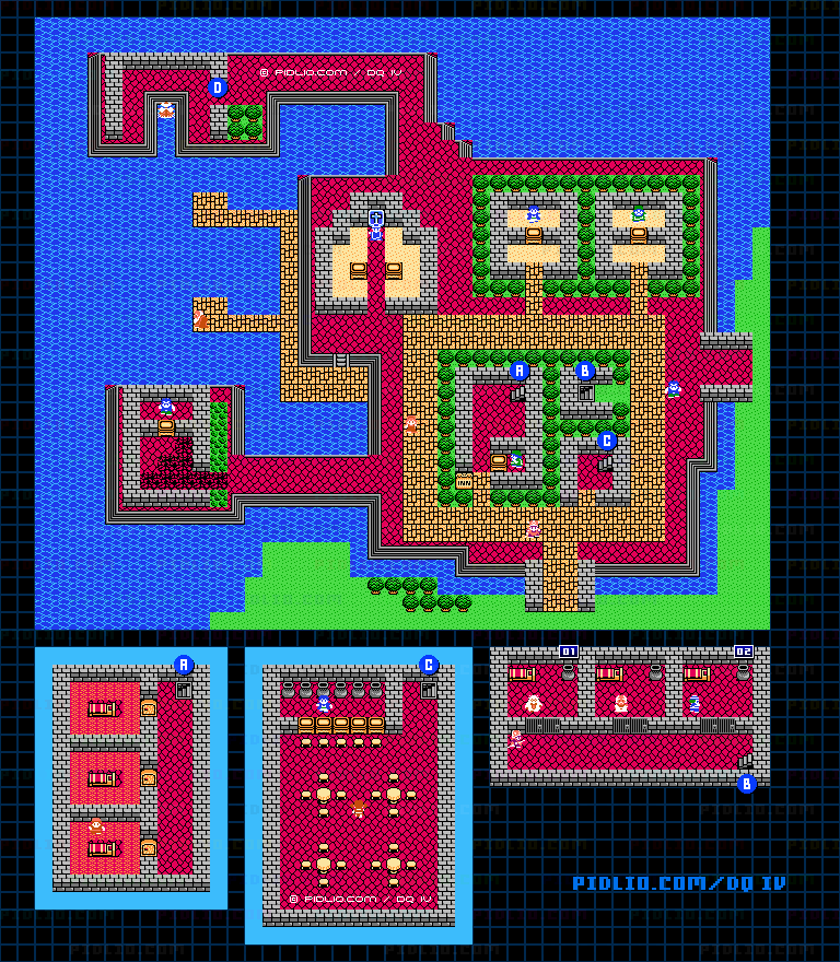 ハバリアの町のマップ画像 ／ FC版ドラゴンクエストIV攻略 ─ pidlio.com