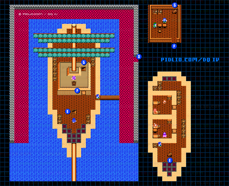ハバリアの町・船のドックのマップ画像 ／ FC版ドラゴンクエストIV攻略 ─ pidlio.com