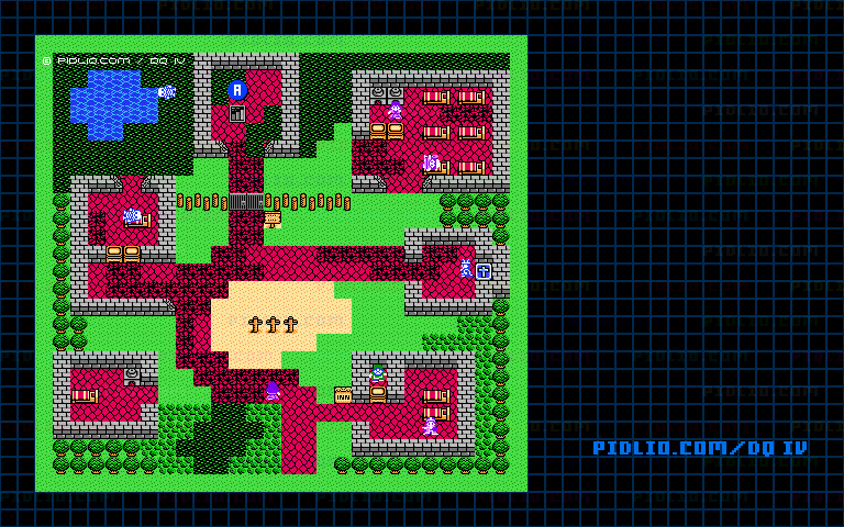 アッテムトの町（第4章）のマップ画像 ／ FC版ドラゴンクエストIV攻略 ─ pidlio.com