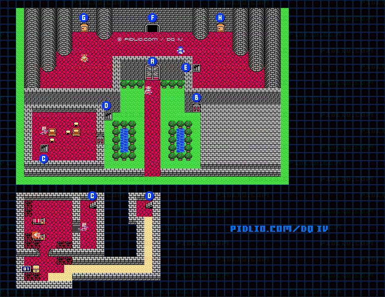 キングレオ城・外観と地下牢のマップ画像 / FC版ドラゴンクエストIV攻略 ─ pidlio.com