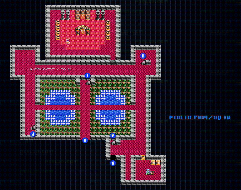 キングレオ城・城内1Fのマップ画像 / FC版ドラゴンクエストIV攻略 ─ pidlio.com