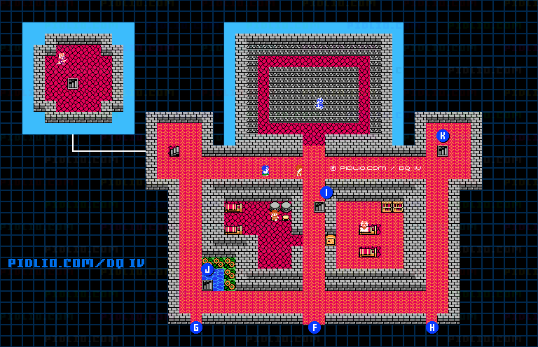 キングレオ城・城内2F・3Fのマップ画像 / FC版ドラゴンクエストIV攻略 ─ pidlio.com