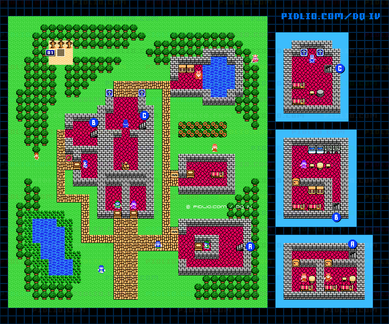 アネイルの町のマップ画像 / FC版ドラゴンクエストIV攻略 ─ pidlio.com