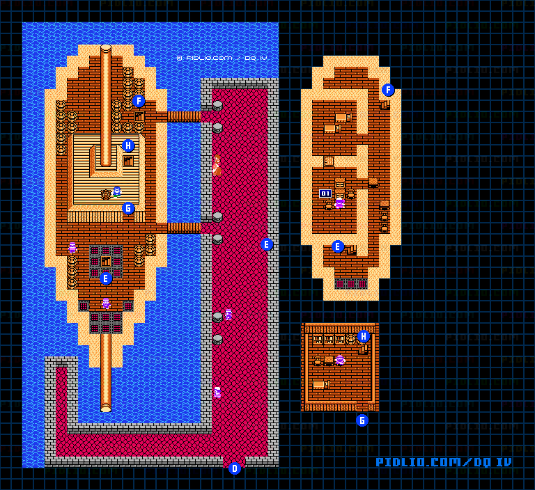 コナンベリーの町・港の船1のマップ画像 ／ FC版ドラゴンクエストIV攻略 ─ pidlio.com