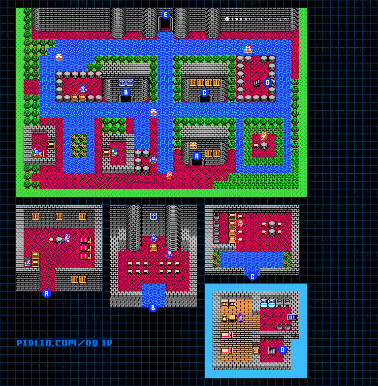スタンシアラ城・城下町のマップ画像 ／ FC版ドラゴンクエストIV攻略 ─ pidlio.com