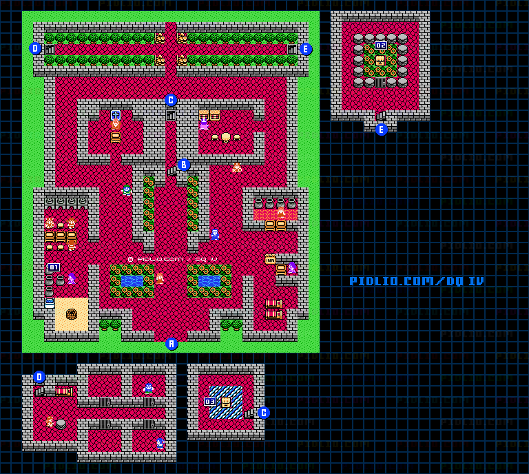 ガーデンブルグ城・城内のマップ画像 ／ FC版ドラゴンクエストIV攻略 ─ pidlio.com