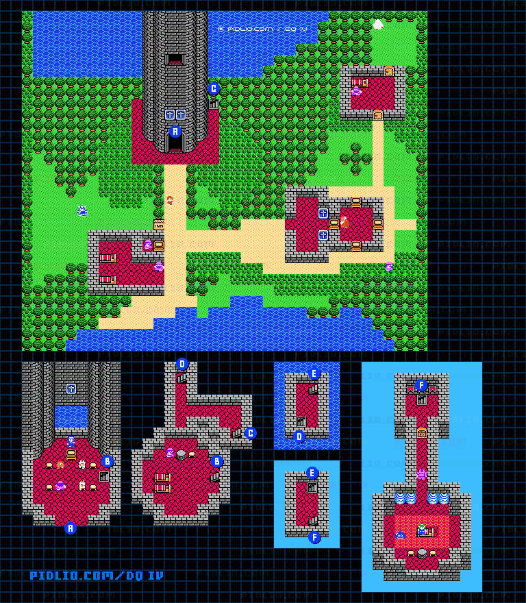 ロザリーヒルの村のマップ画像 ／ FC版ドラゴンクエストIV攻略 ─ pidlio.com