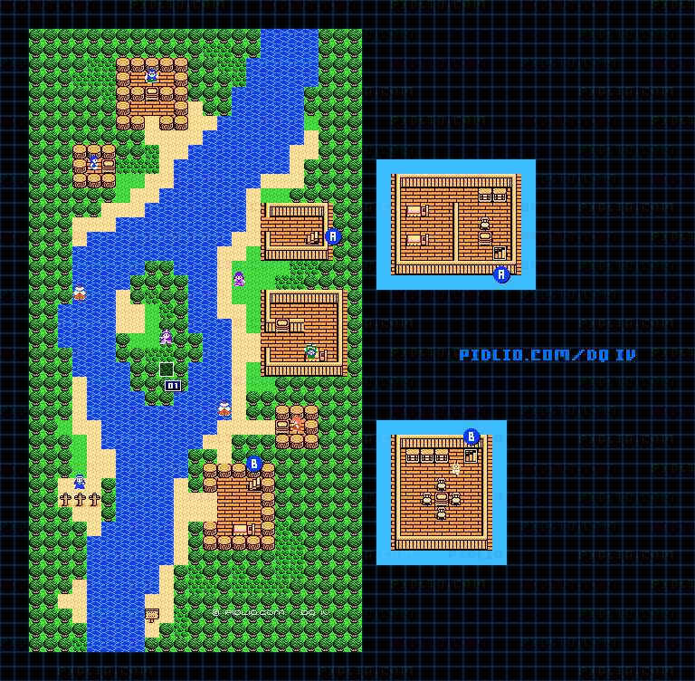 リバーサイドの村のマップ画像 ／ FC版ドラゴンクエストIV攻略 ─ pidlio.com
