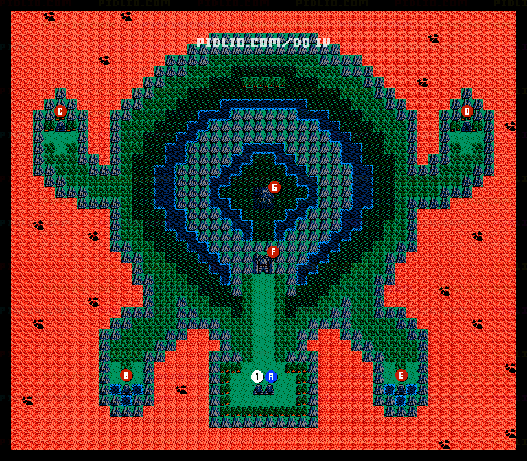 ゴットサイドのワールドマップ画像 ／ FC版ドラゴンクエストIV攻略 ─ pidlio.com