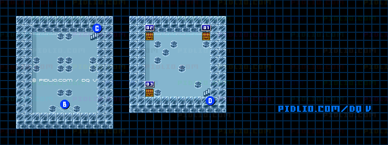 氷の館B1のマップ画像 ／ SFC版ドラゴンクエストV攻略 ─ pidlio.com