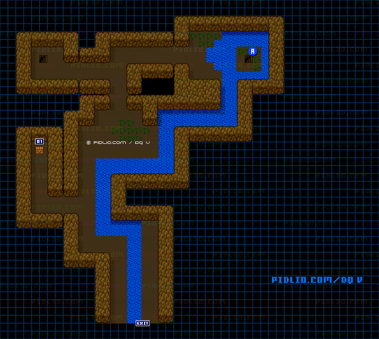 サンタローズの洞窟1Fのマップ画像 ／ SFC版ドラゴンクエストV攻略 ─ pidlio.com