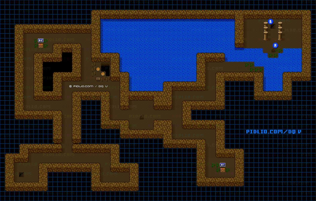 サンタローズの洞窟B1のマップ画像 ／ SFC版ドラゴンクエストV攻略 ─ pidlio.com