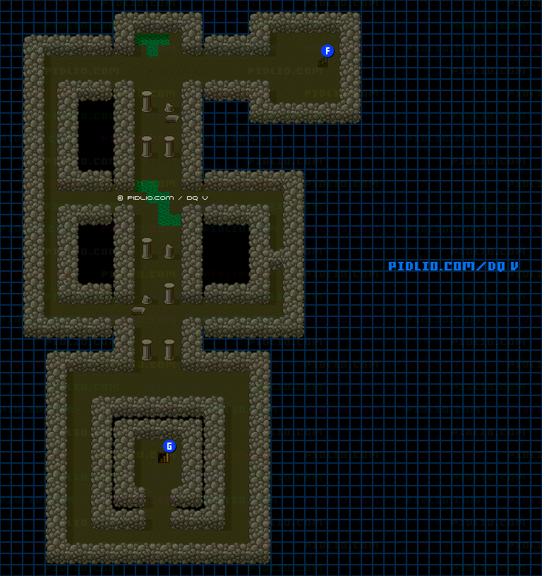 サンタローズの洞窟東側B4のマップ画像 ／ SFC版ドラゴンクエストV攻略 ─ pidlio.com