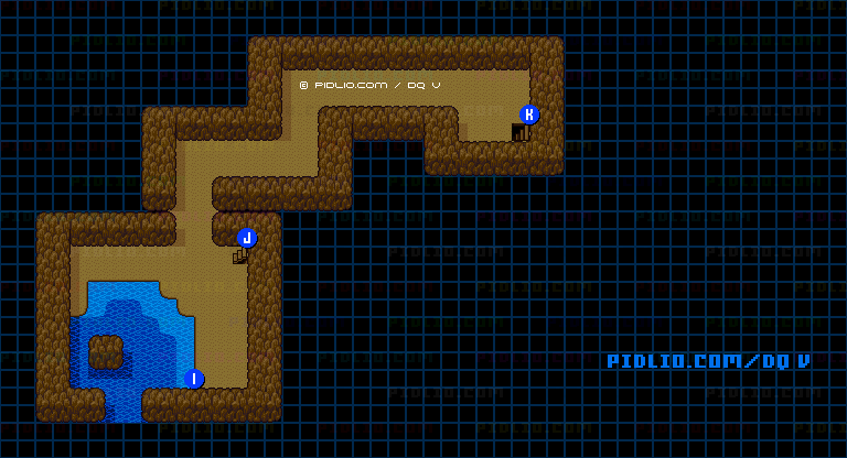 滝の洞窟B6のマップ画像 ／ SFC版ドラゴンクエストV攻略 ─ pidlio.com