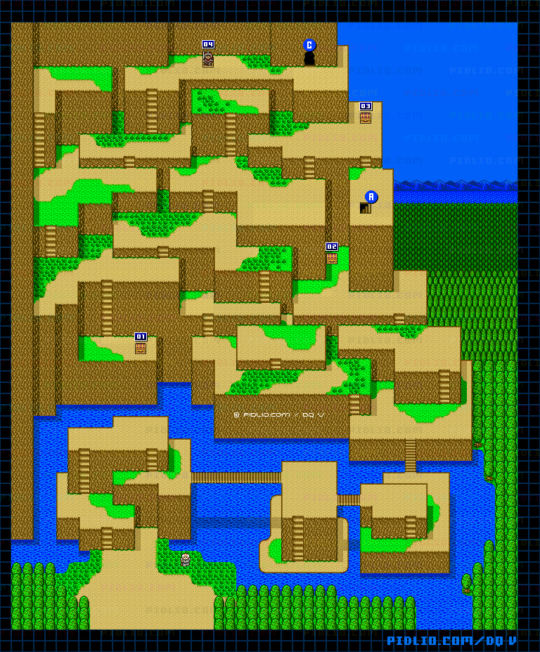 チゾットの山道・外山道のマップ画像 ／ SFC版ドラゴンクエストV攻略 ─ pidlio.com