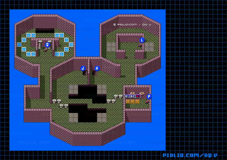 デモンズタワー4Fのマップ画像 ／ SFC版ドラゴンクエストV攻略 ─ pidlio.com