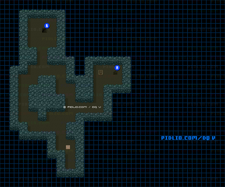 封印の洞窟B2のマップ画像 ／ SFC版ドラゴンクエストV攻略 ─ pidlio.com