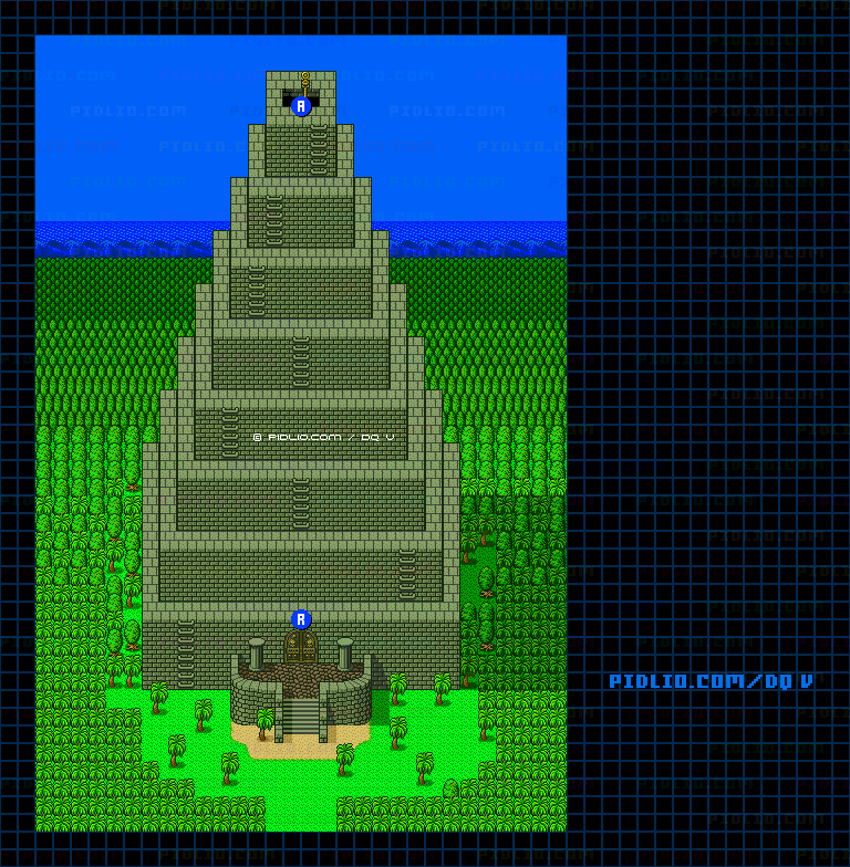 ボブルの塔・外観のマップ画像 ／ SFC版ドラゴンクエストV攻略 ─ pidlio.com