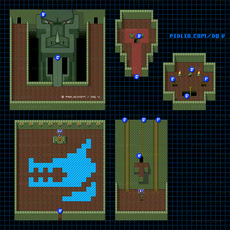 ボブルの塔・ドラゴンの像内部のマップ画像 ／ SFC版ドラゴンクエストV攻略 ─ pidlio.com