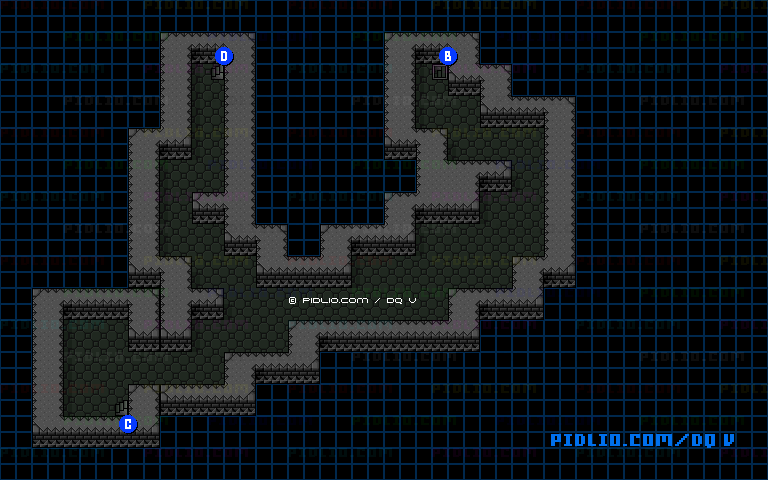 エビルマウンテン3F東側のマップ画像 ／ SFC版ドラゴンクエストV攻略 ─ pidlio.com