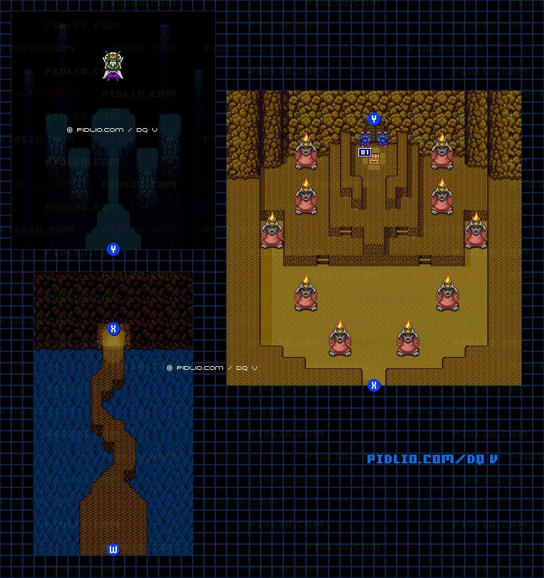 エビルマウンテン1F北側・ミルドラースの部屋のマップ画像 ／ SFC版ドラゴンクエストV攻略 ─ pidlio.com