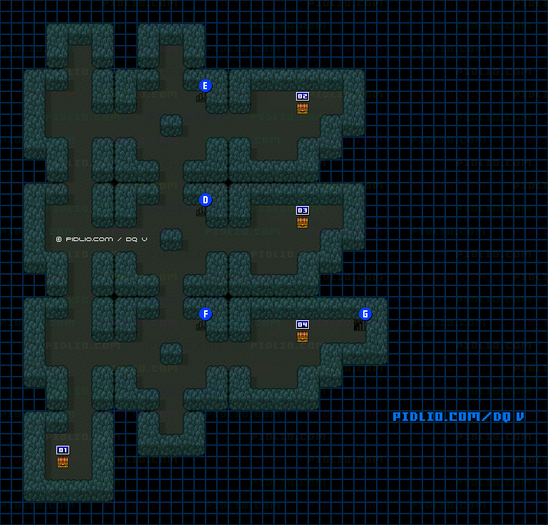 謎の洞窟（隠しダンジョン）のマップ画像 ／ SFC版ドラゴンクエストV攻略 ─ pidlio.com