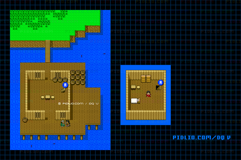 ビスタの港（幼年時代）のマップ画像 ／ SFC版ドラゴンクエストV攻略 ─ pidlio.com