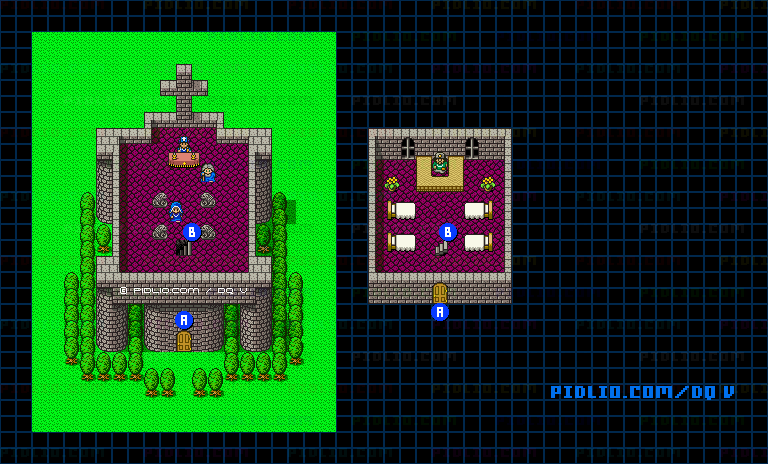北の教会のマップ画像 / SFC版ドラゴンクエストV攻略 ─ pidlio.com
