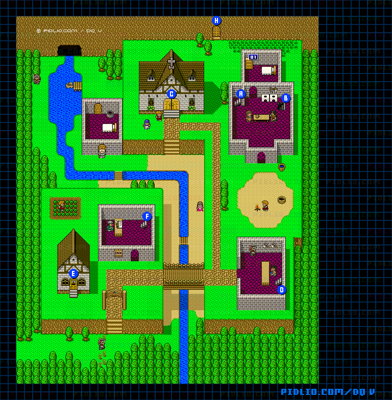 ラインハットの関所のマップ画像 ／ SFC版ドラゴンクエストV攻略 ─ pidlio.com