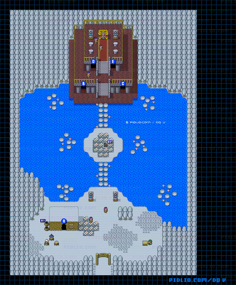 妖精の村（幼年時代）のマップ画像 ／ SFC版ドラゴンクエストV攻略 ─ pidlio.com