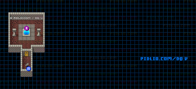 ラインハット城（青年時代前半）城内B1のマップ画像 ／ SFC版ドラゴンクエストV攻略 ─ pidlio.com