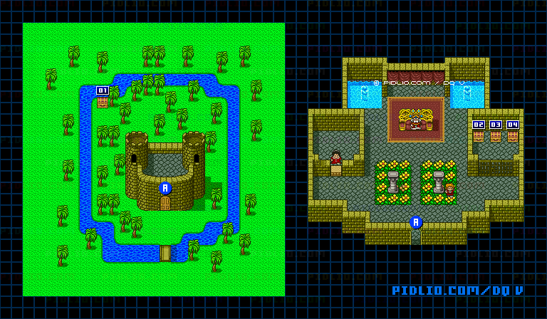 メダル王の城のマップ画像 / SFC版ドラゴンクエストV攻略 ─ pidlio.com