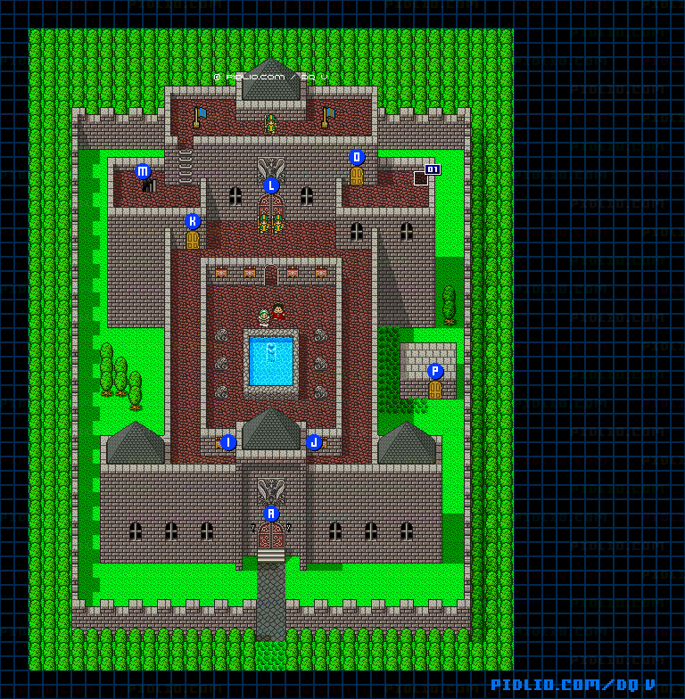 グランバニア城(青年時代前半)外観のマップ画像 / SFC版ドラゴンクエストV攻略 ─ pidlio.com
